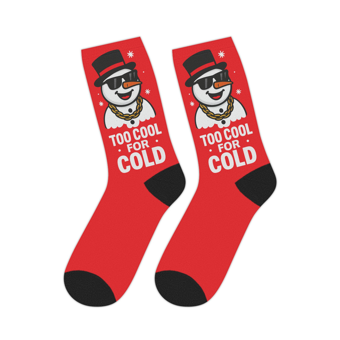 Too Cool for Cold Christmas Socks – Funny Holiday Snowman Design