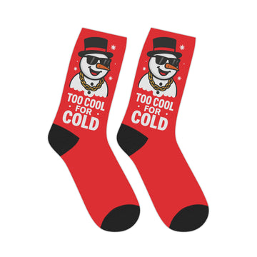 Too Cool for Cold Christmas Socks – Funny Holiday Snowman Design